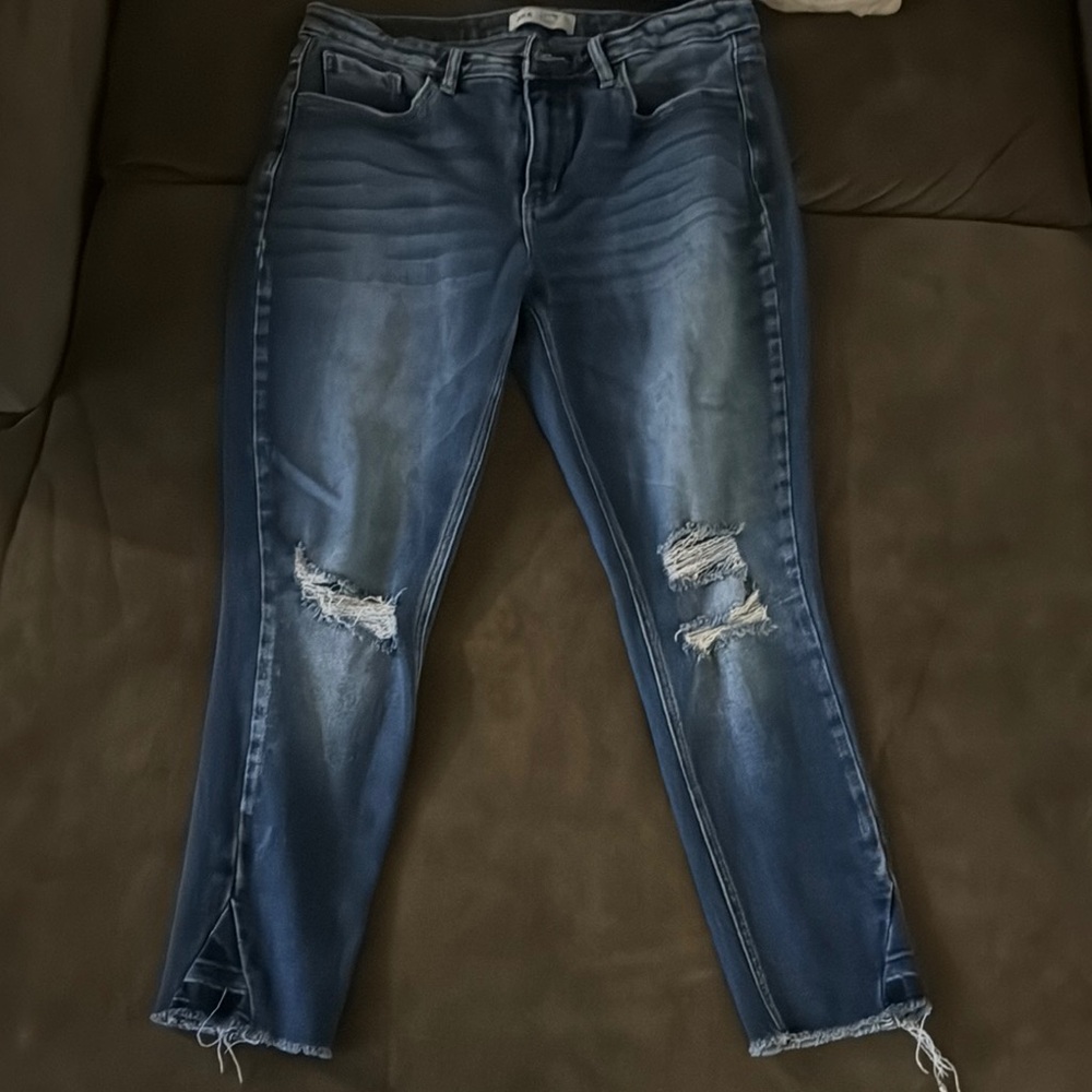 Distressed Blue Jeans
